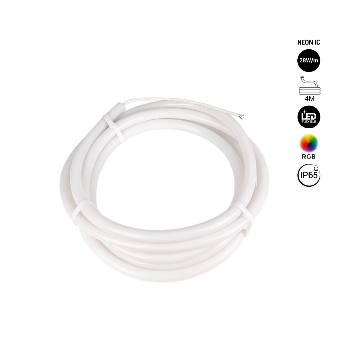 Intelligente RGB flexibele LED neon IC - 360º rond - Ø22mm - 4 meter - 12V DC - 28W/m - IP65