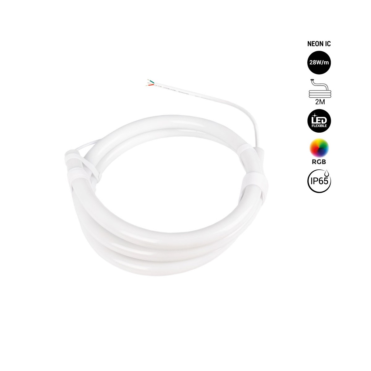 Intelligente RGB flexibele LED neon IC - 360º rond - Ø22mm - 2 meter - 12V DC - 28W/m - IP65