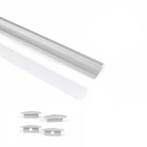 Aluminium inbouwprofiel met diffuser en 4 afdekkappen - LED-strip tot 12 mm - 2 meter