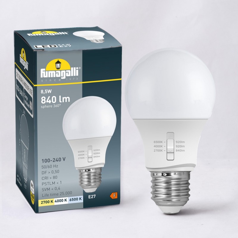 LEDLAMP A60 E27 8,5W CCT - 2700K-4000K-6000K -FUMAGALLI