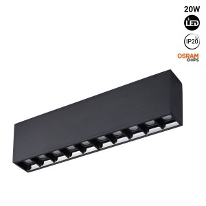 Lineaire LED opbouwspot zwart - 20W - UGR18 - CRI90 - OSRAM Chip