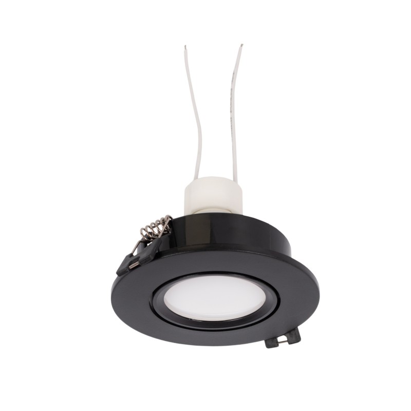 KIT x 10 - Zwarte kantelbare downlight Ø90mm + Lamp GU10 5W + Stopcontact GU10