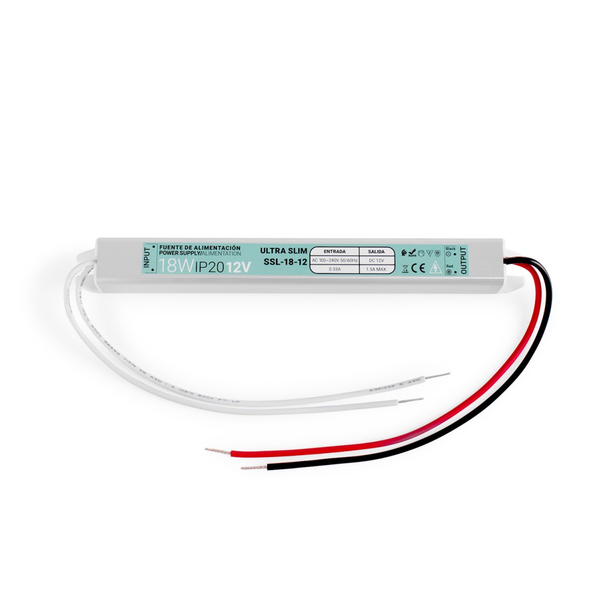 Ultraplatte voeding 12V - 18W - IP20