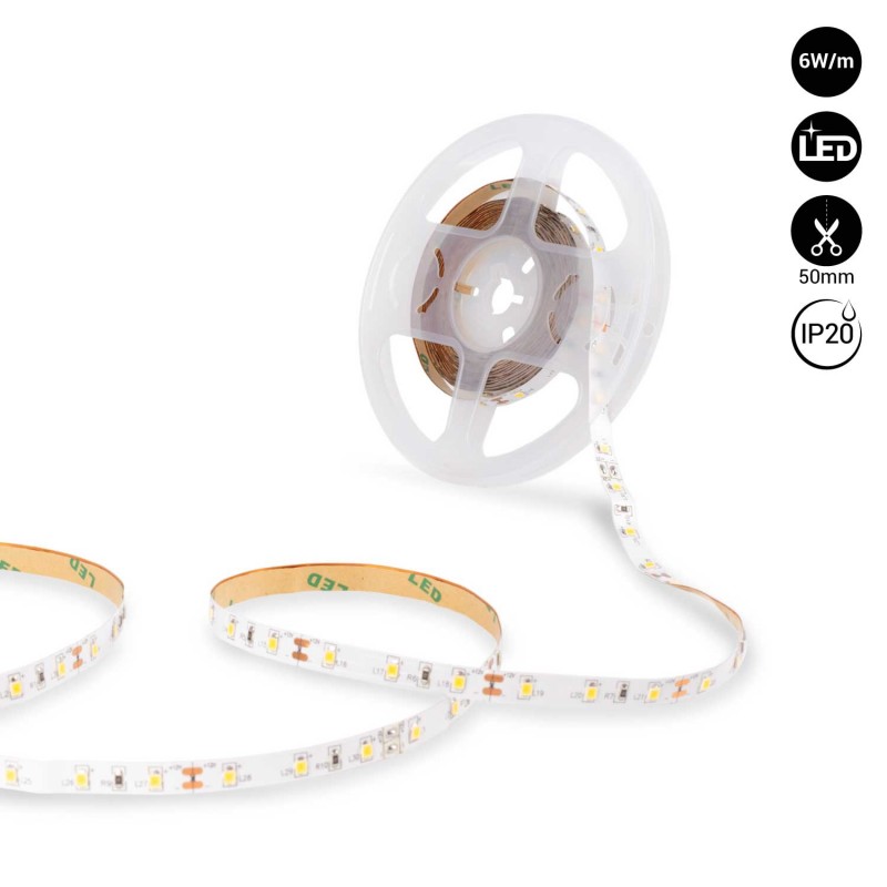 LED Strip 12V 4,8W/meter enkele kleur PCB 8mm (60ch/m SMD2835) - Rol 5m