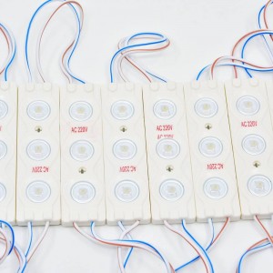 20 LED STRIP LED MODULES 3xSMD 3030 2,5W 230V-AC, IP 65 120º ANGLE 6200ºK