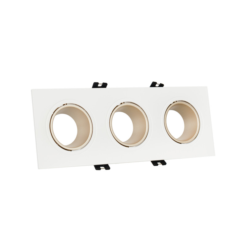 Vierkante kantelbare drievoudige downlight GU10 / MR16 - Laag UGR - Uitsparing 75 x 235mm