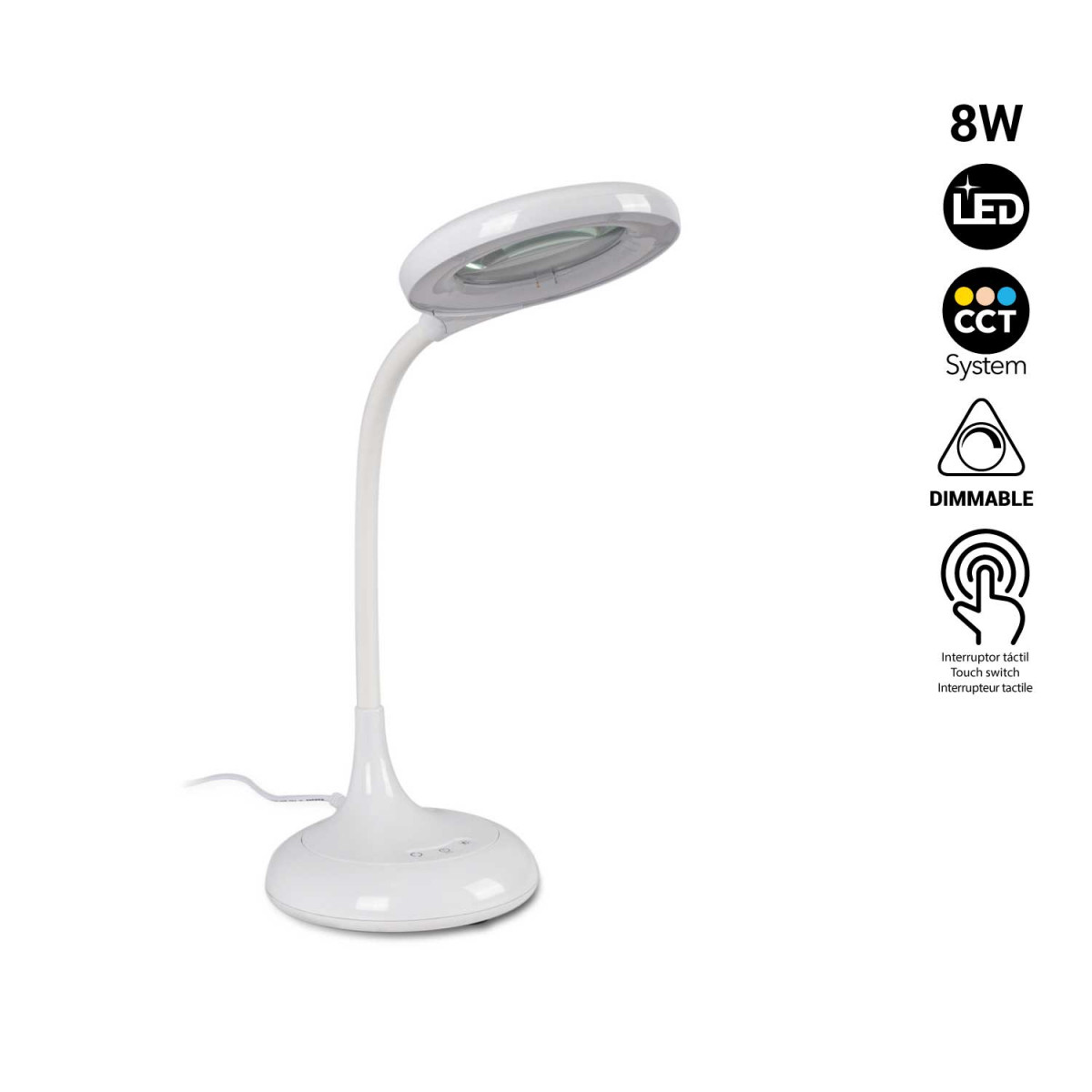 LED bureaulamp met vergrootglas 3X - Dimbaar - CCT - 8W