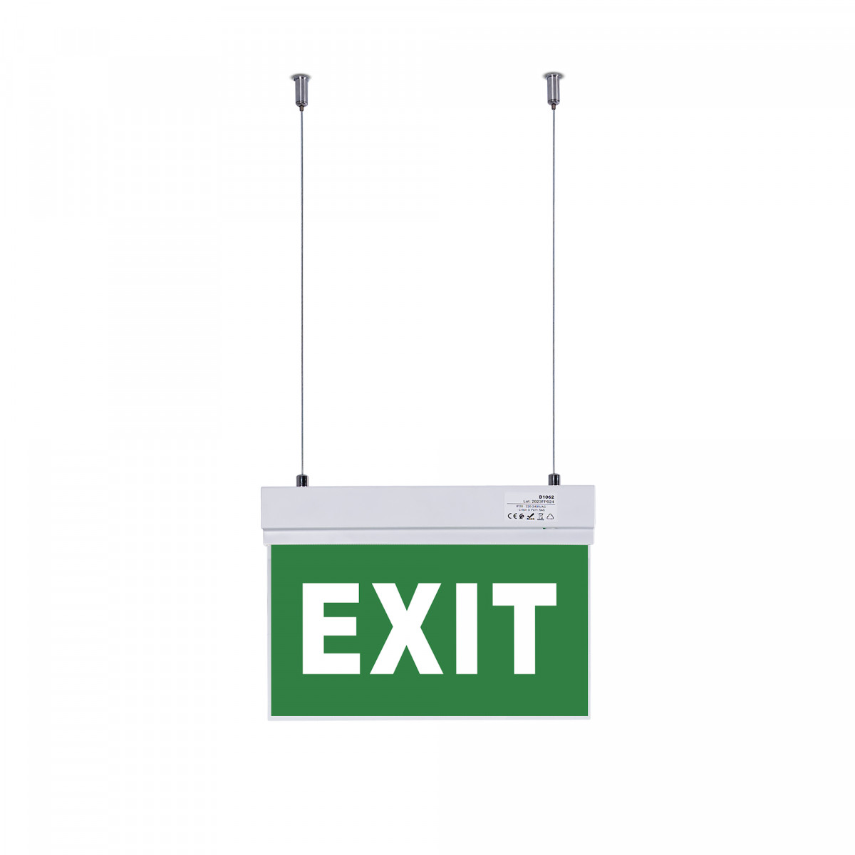 Hangende noodverlichting met "Exit"-teken