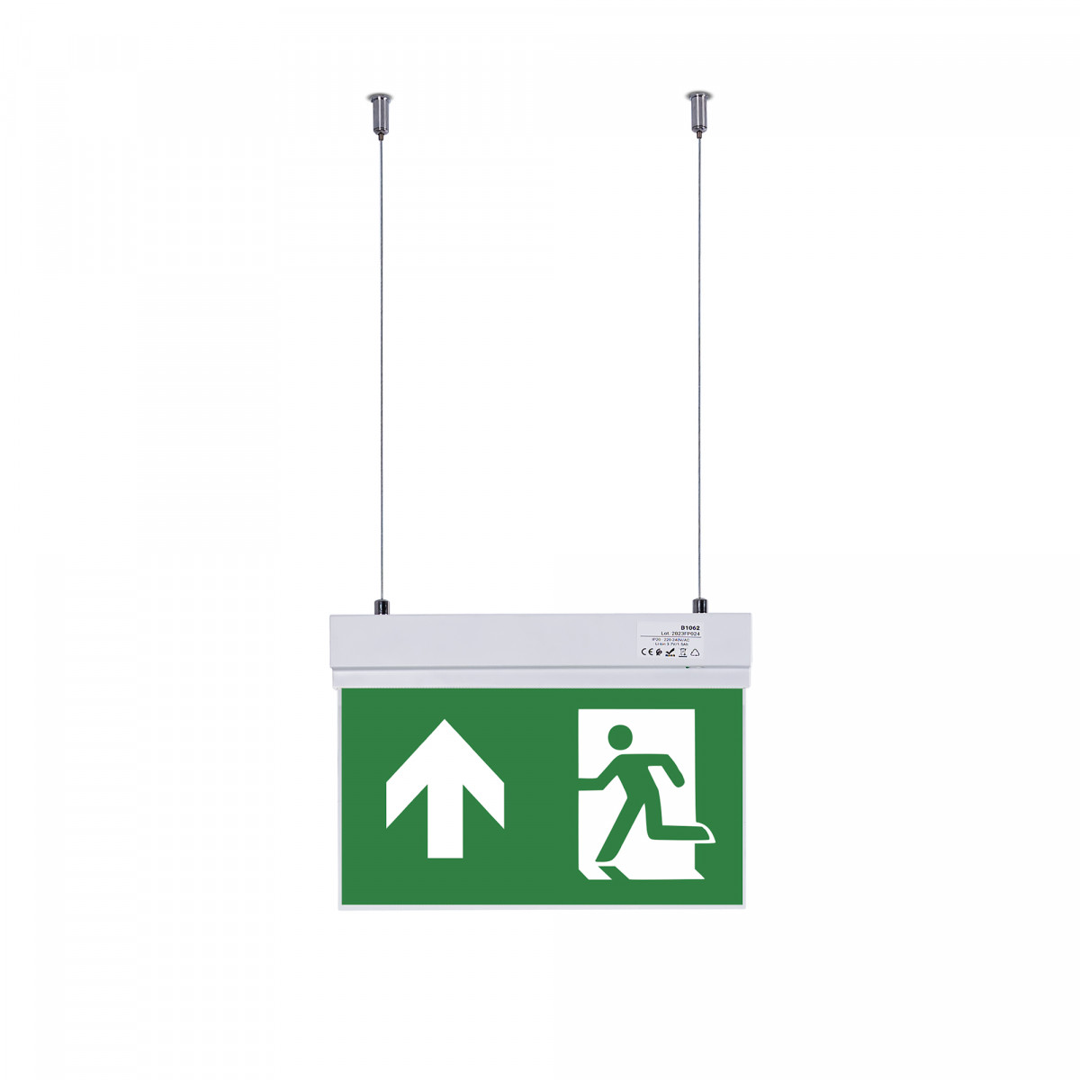 Geveerde noodverlichting met pictogram "Exit up".