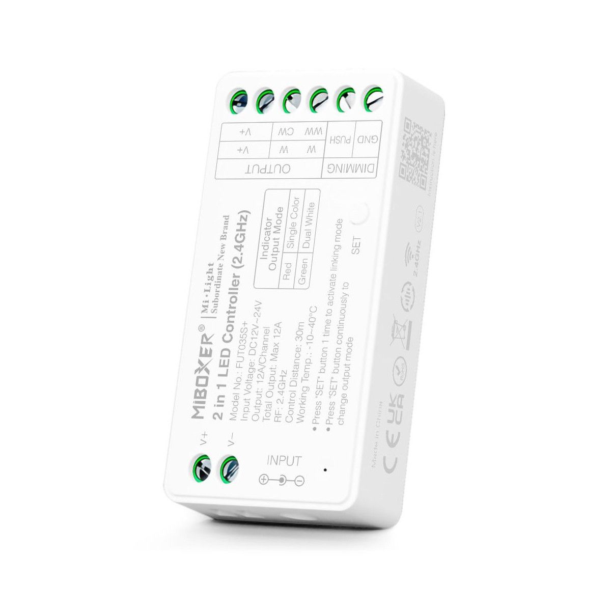 LED Strip Controller 2 in 1- Enkele kleur - Dubbele kleur - 12/24V DC - 2.4G - MiBoxer - FUT035S+