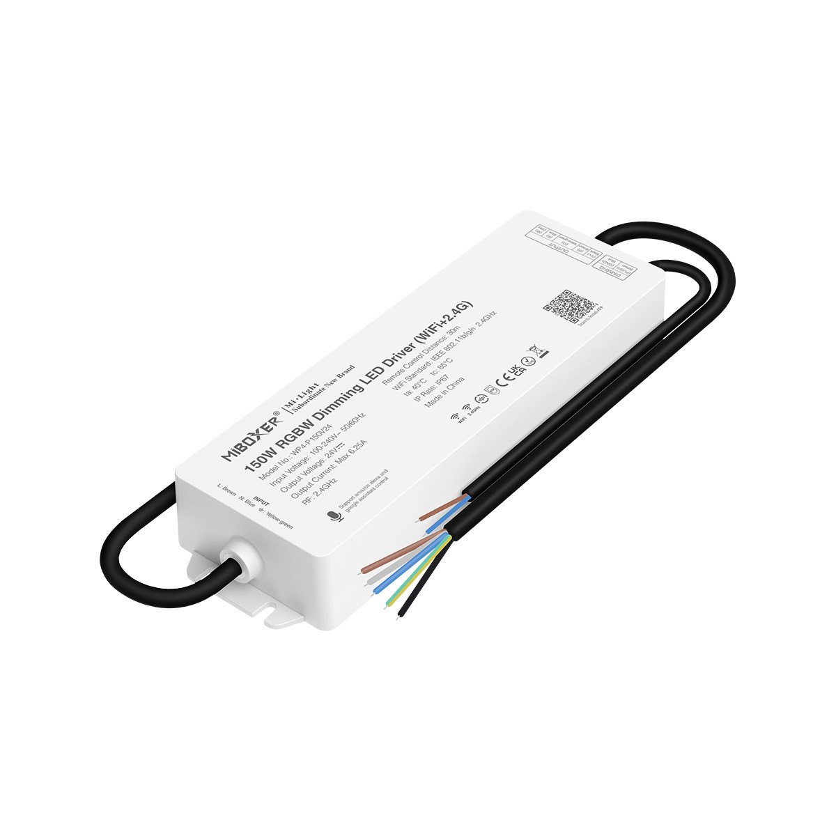 RGBW LED Strip Controller met 150W Voeding - 24V DC - WIFI+2.4G - IP67