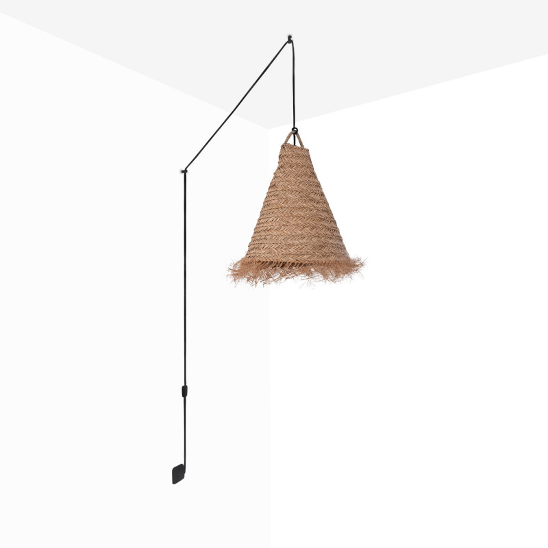 Hanglamp natuurvezel "NAM XL " met schakelaar en stekker