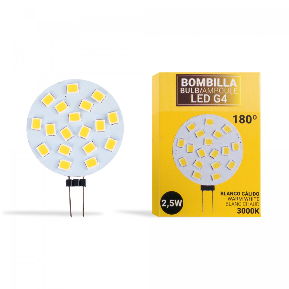 LED G4 bi-pin ronde platte lamp 12V AC/DC - 2,5W