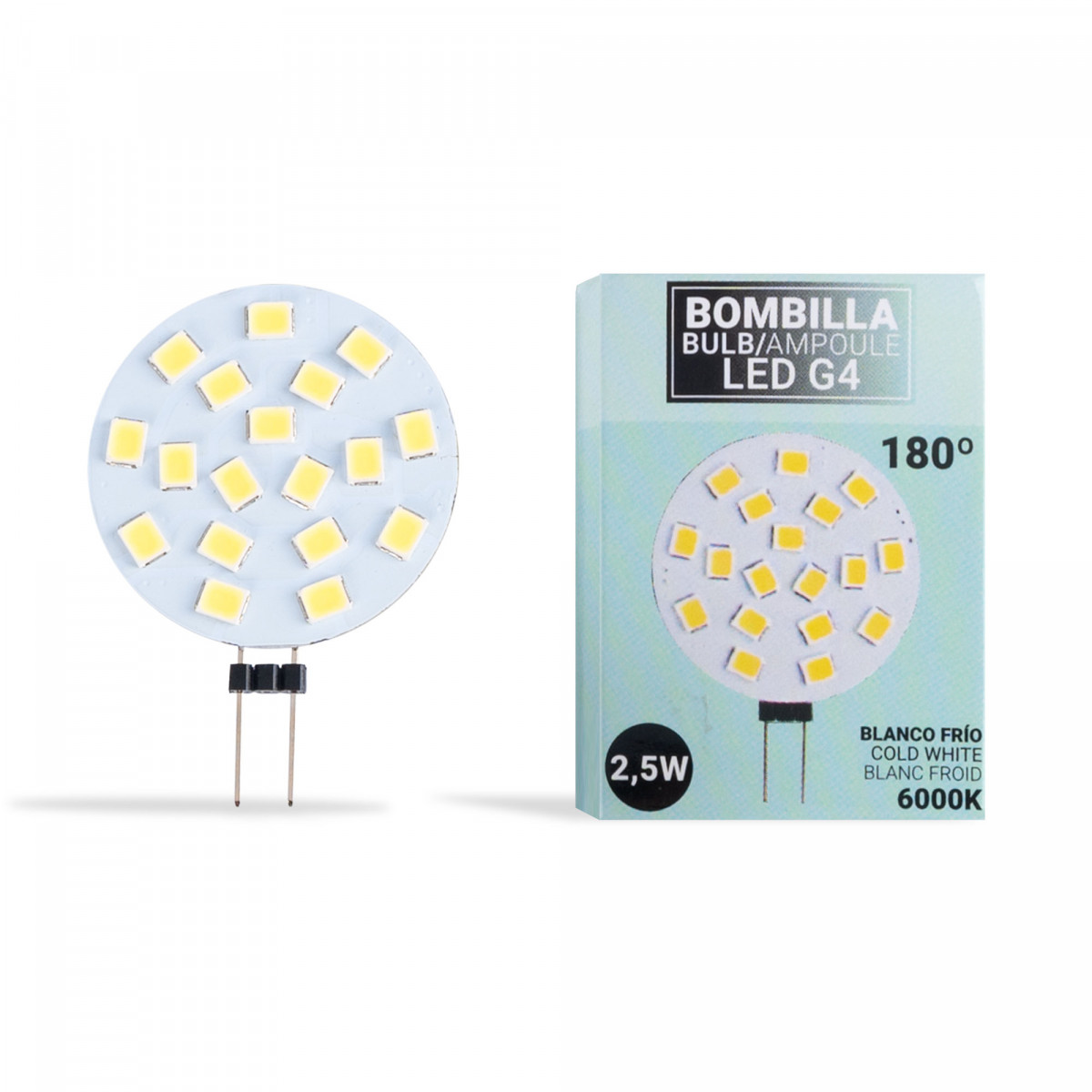 LED G4 bi-pin ronde platte lamp 12V AC/DC - 2,5W