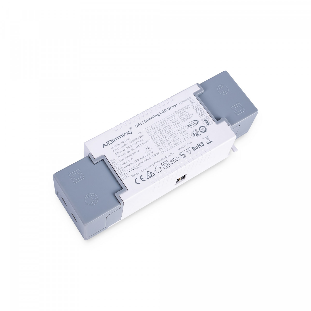 DALI dimbare driver + 1/0-10V + PUSH - 9-42V DC - Meerstroom (200-500mA)