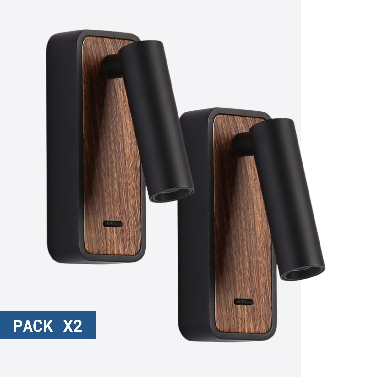 Set x 2 leeswandlampen "Irene" - 3W - CREE Chip - Zwart