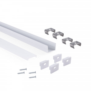 Aluminium oppervlakteprofiel met diffuser - Complete kit - 18 x13mm - LED strip tot 15 mm - 2 meter