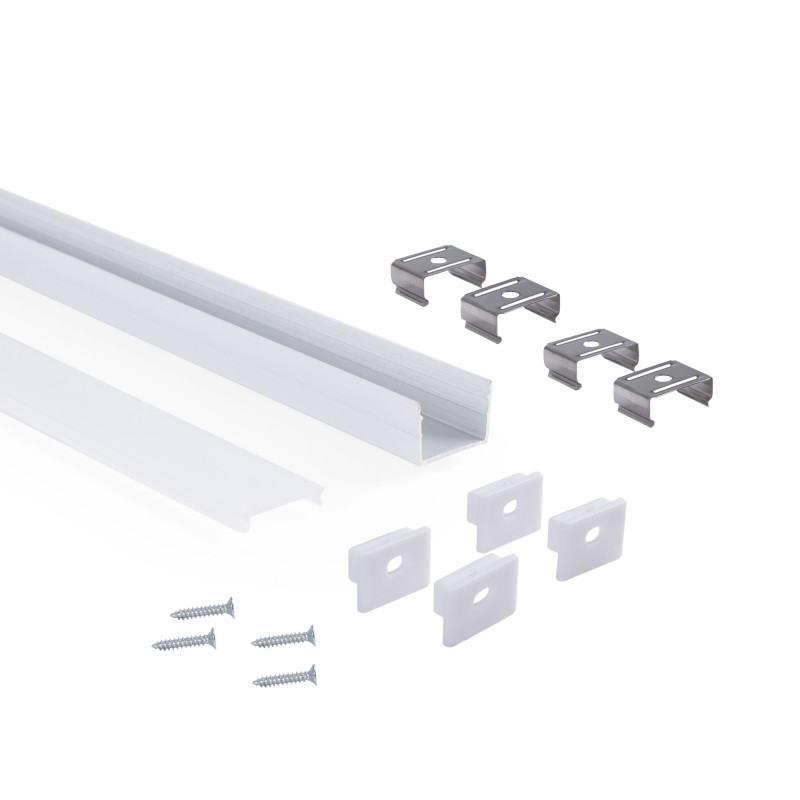 Aluminium oppervlakteprofiel met diffuser - Complete kit - 18 x13mm - LED strip tot 15 mm - 2 meter