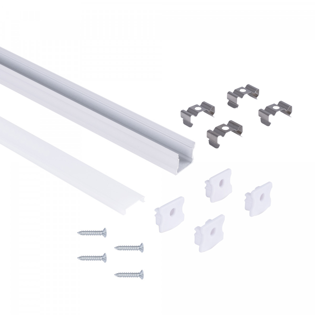 Aluminium oppervlakteprofiel met diffuser - Complete kit - 17,6 x 14,5mm - LED strip tot 12 mm - 2 meter