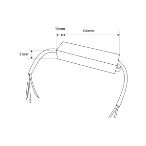 afmetingen Waterdichte smalle voeding 60W 24V - 2.5A - IP67