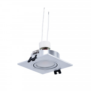 KIT Vierkante downlight 93x93mm (zilver) + Lamp GU10 5,4W + Lamphouder