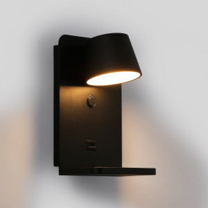 Wandleeslamp met USB-poort "BASKOP W" - 6W - Draadloze oplaadvoet