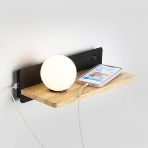 Kristallen bol "Nonna" wandlamp met USB-poort - G9