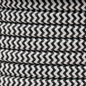 NORDIC STYLE TEXTIEL ELEKTRISCHE KABELHASPEL 2X0,75 ZIGZAG ZWART/WIT