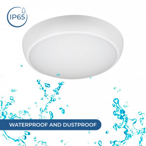 LED waterdichte plafonnière/noodverlichting - CCT - Regelbaar vermogen 12W-16W - Ø31cm - IP65