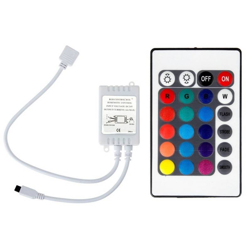 RGB-controller 12V 6A met IR-controller met 24 toetsen