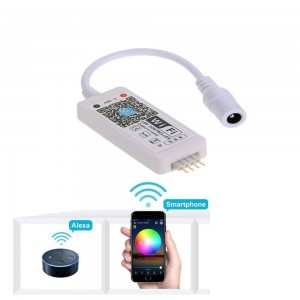 MINI RGB WIFI-CONTROLLER 5-28V VOOR IOS/ANDROID COMPATIBEL MET ALEXA/GOOGLE HOME