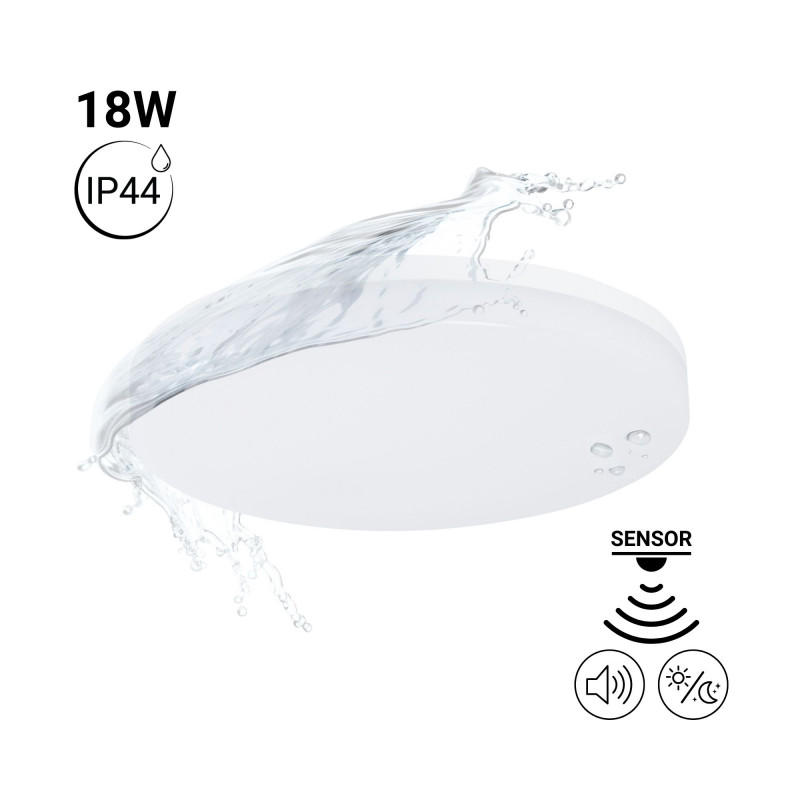 LED plafondlamp 18W - Geluidssensor + schemersensor - IP44 - Ø26 cm