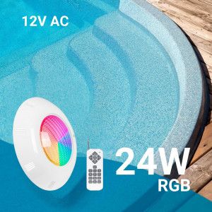 LED onderwaterlamp voor zwembad van fiberglass - 12V AC - 24W - IP68 - Ø295mm