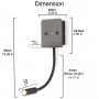 Aplique de pared LED para lectura "SLANGE" 3W orientable y base de carga USB