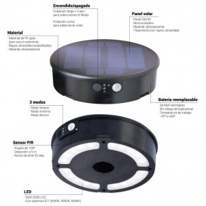 Aplique Solar FORTUNATO FUMAGALLI con Sensor y CCT