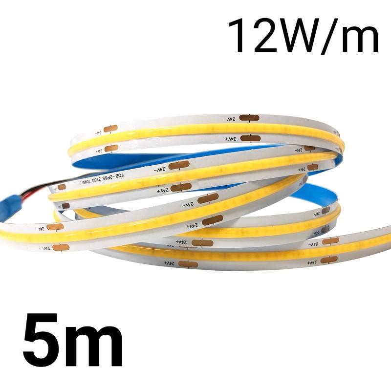 Tira LED COB 24V-DC 12W/m IP20 10mm - Rollo de 5 METROS