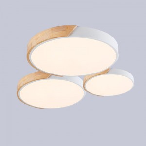 Plafón de techo LED Blanco y Madera CCT ø508x50mm