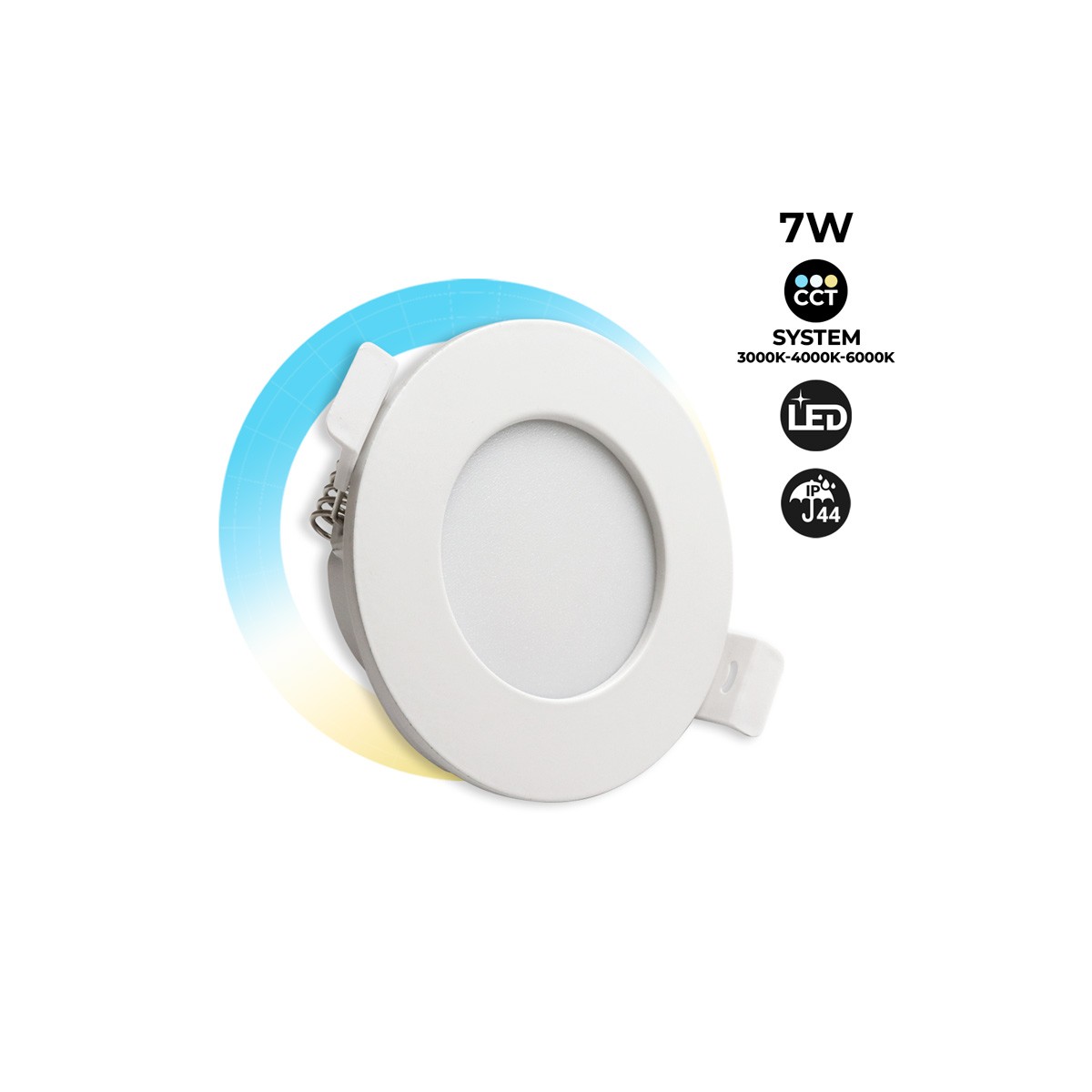 Downlight LED empotrable 7W IP44 con selector CCT