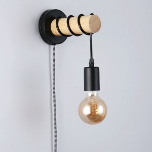 Aplique de pared madera con interruptor y enchufe "MILA"