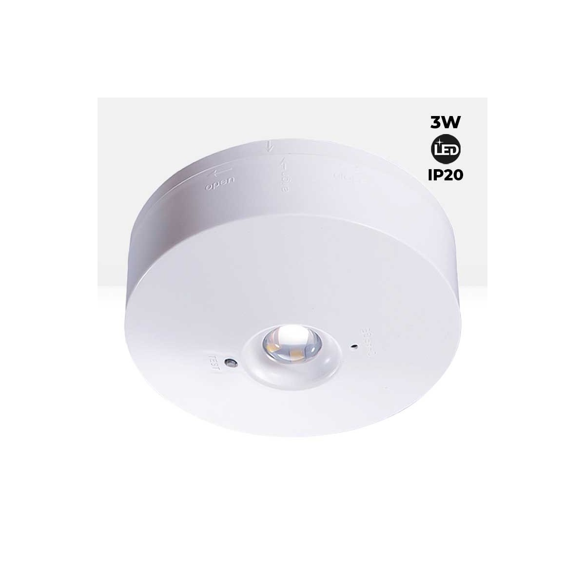 Luz de emergencia LED para superficie o empotrable 120lm 3W 3 horas IP20