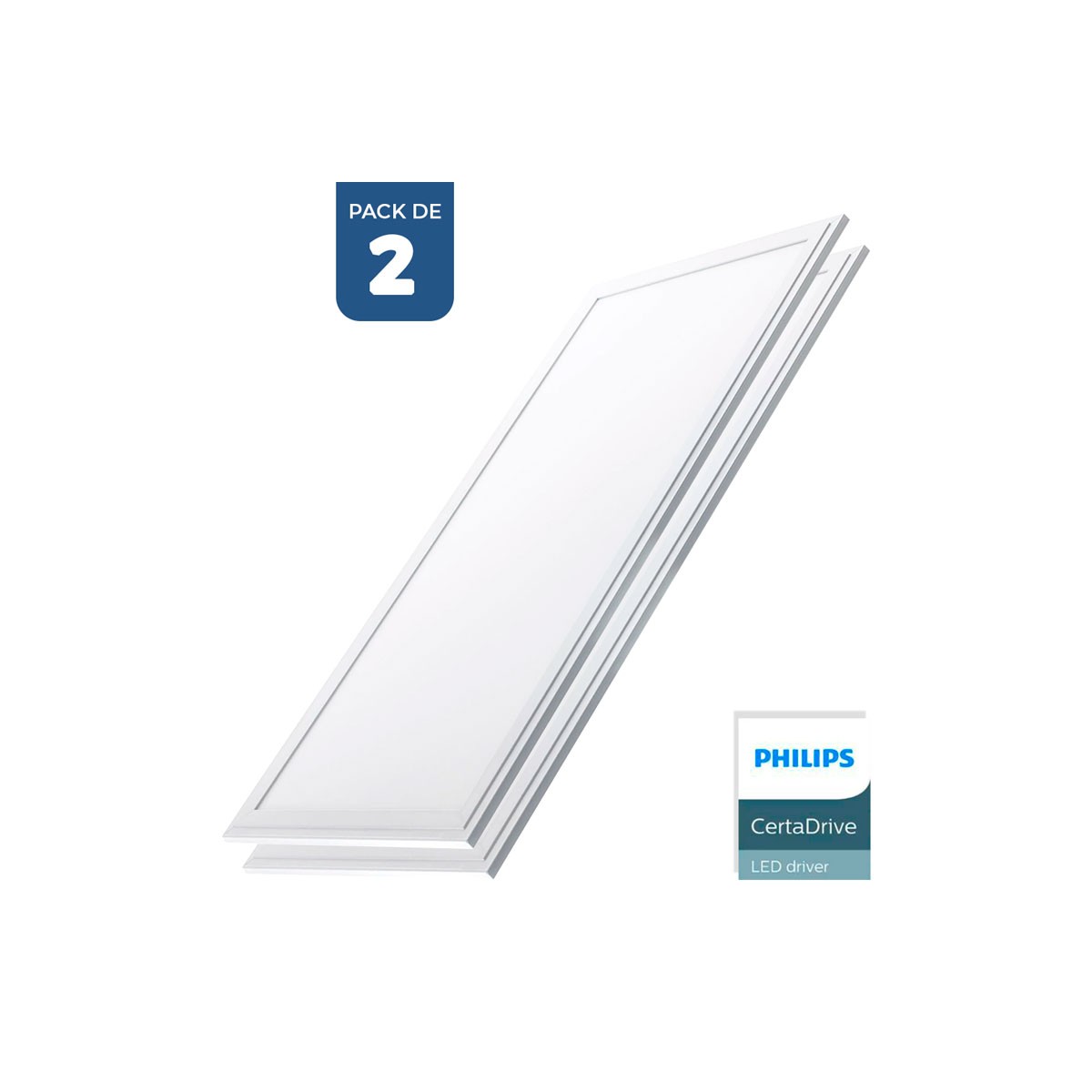 Pack 2 unidades Panel LED slim 120x30cm 44W 3980lm UGR19