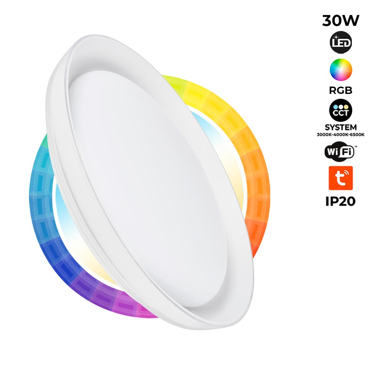 Plafón LED SMART - RGBCW conexión WIFI de superficie 30W - IP20