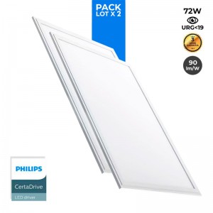 Pack de 2 Panel LED slim 120X60cm - Driver PHILIPS - 72W - UGR19