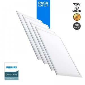 Pack de 4 paneles LED slim 120X60cm - Driver PHILIPS - 72W - UGR19