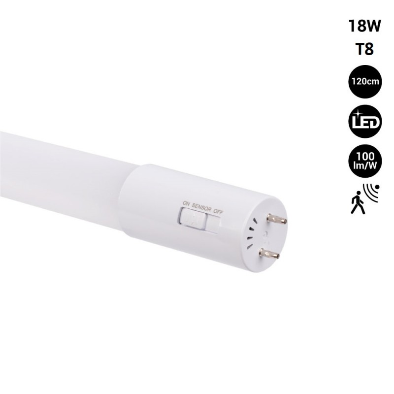 Tubo LED 120cm T8 con detector de movimiento microondas - 18W - 100lm/w - 6000K