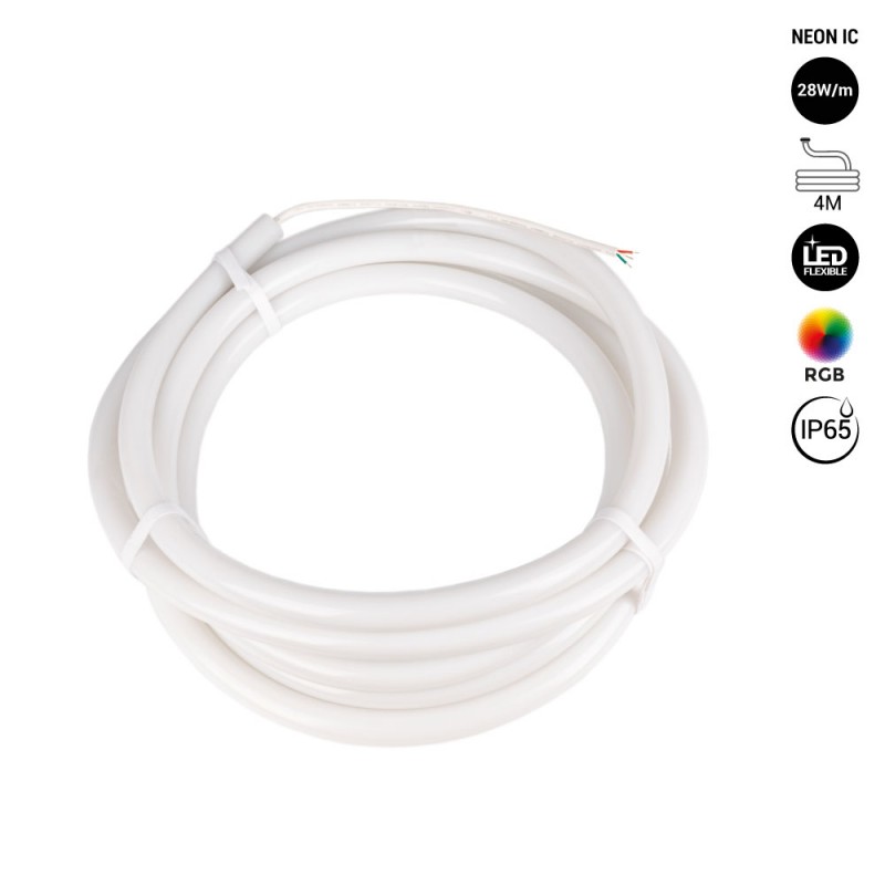 Neón LED flexible RGB inteligente IC - 360º circular - Ø22mm - 4 metros - 12V DC - 28W/m - IP65