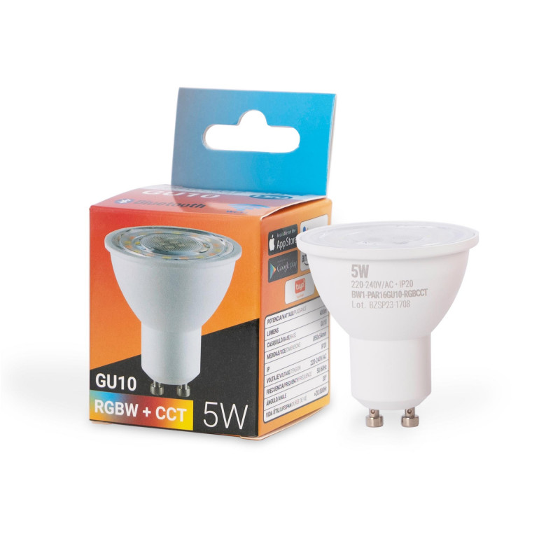 Bombilla inteligente LED WIFI GU10 - RGBW + CCT - 5W