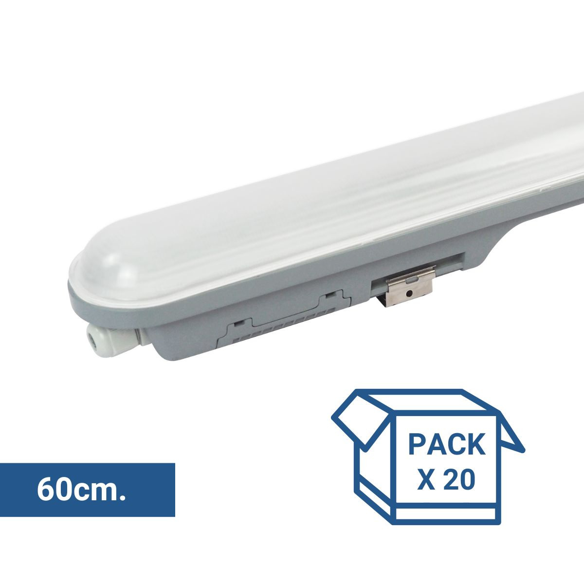 Pack x 20 - Pantalla estanca LED lineal enlazable 9W - 60cm - IP65 - 4000K