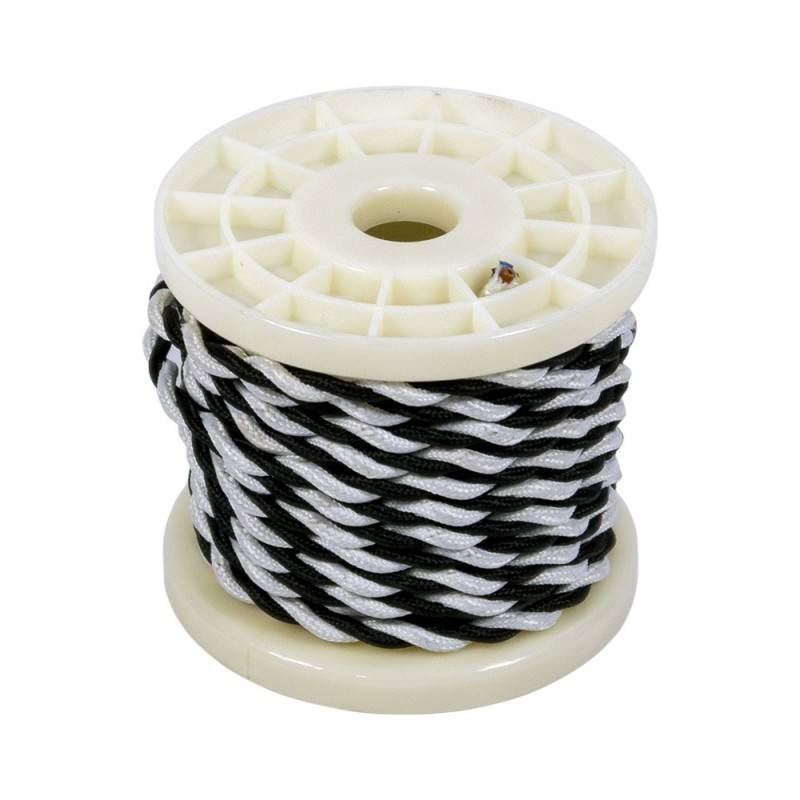 CABLE ELECTRICO ESTILO NORDICO 2X0,75 TEXTIL COLOR BLANCO y NEGRO