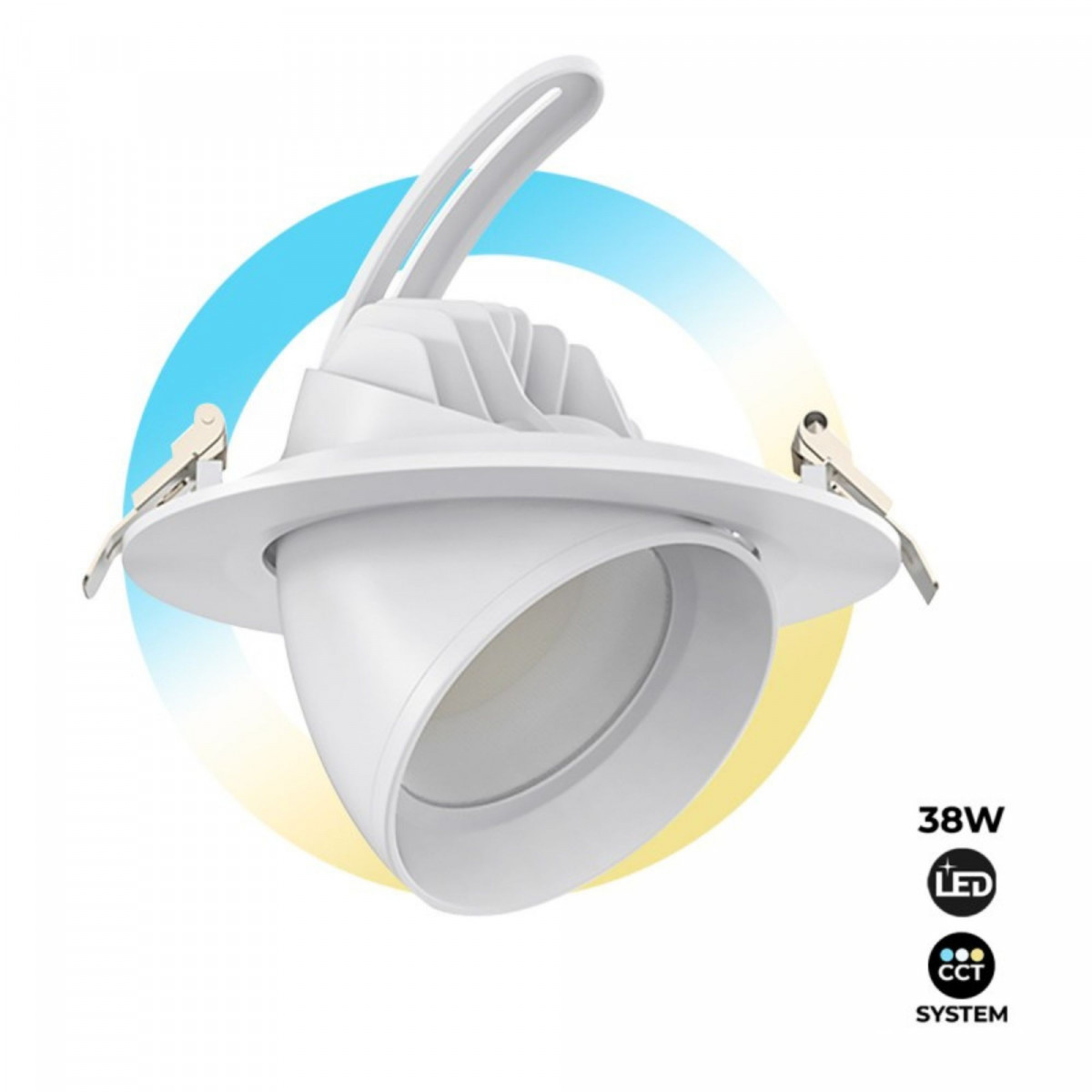 Regulowany okrągły downlight LED CCT 38W - Biały - 120° Sterownik LIFUD